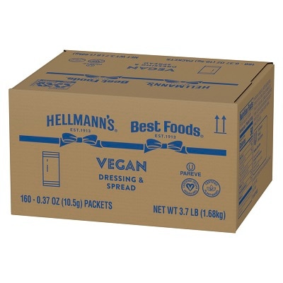 Hellmann's® Vegan Mayonnaise .37oz 160 pack - Hellmann’s® Vegan Mayo is the perfect partner for plant-based dishes your guests crave. Same great taste, plant based.